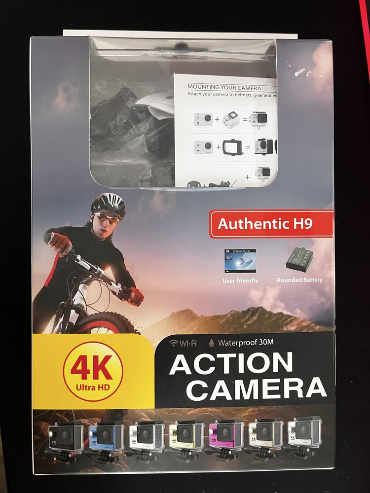 Екшън камера H9 4K, Wi-Fi, с кейс и всички монтажни аксесоари