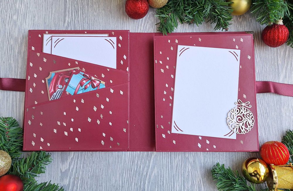 Коледен, скрапбук албум в бордо, ръчна изработка /52.25
