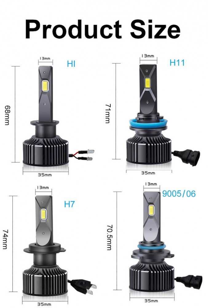 Kit 2 x Becuri LED H1 , M3, 12000lm, 6500K, 12V 24V, 55W