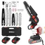 Mini ferastrau electric cu lant, Shall, Portabil, 2 baterii, 4 lanturi
