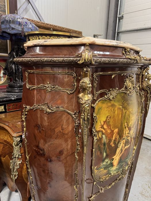 Bar Louis XV - pictură manuală, ornamente bronz, blat de marmură