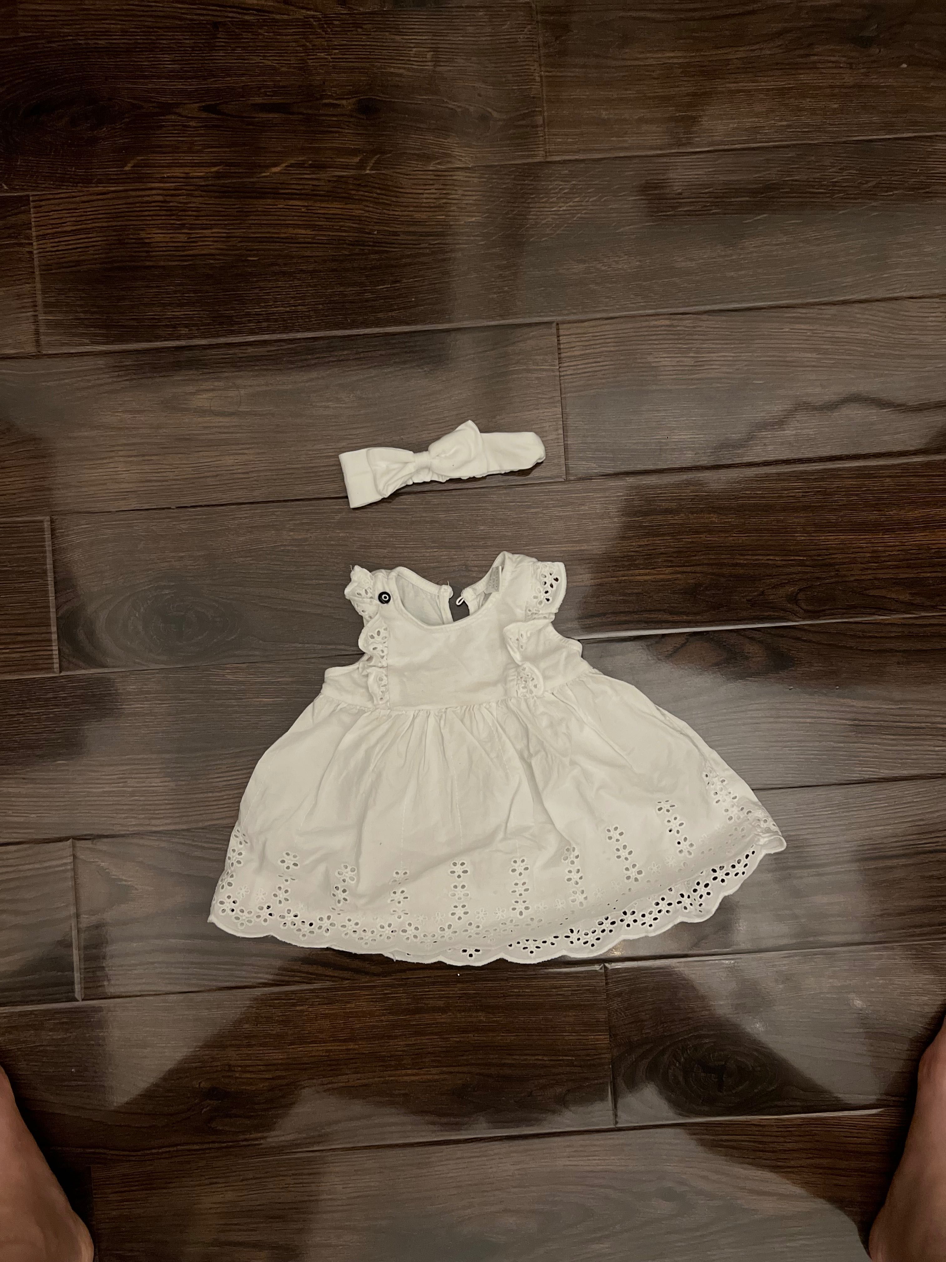 Белое х/б платье для новорожденной девочки 0-3 месяца . Lcwaikiki