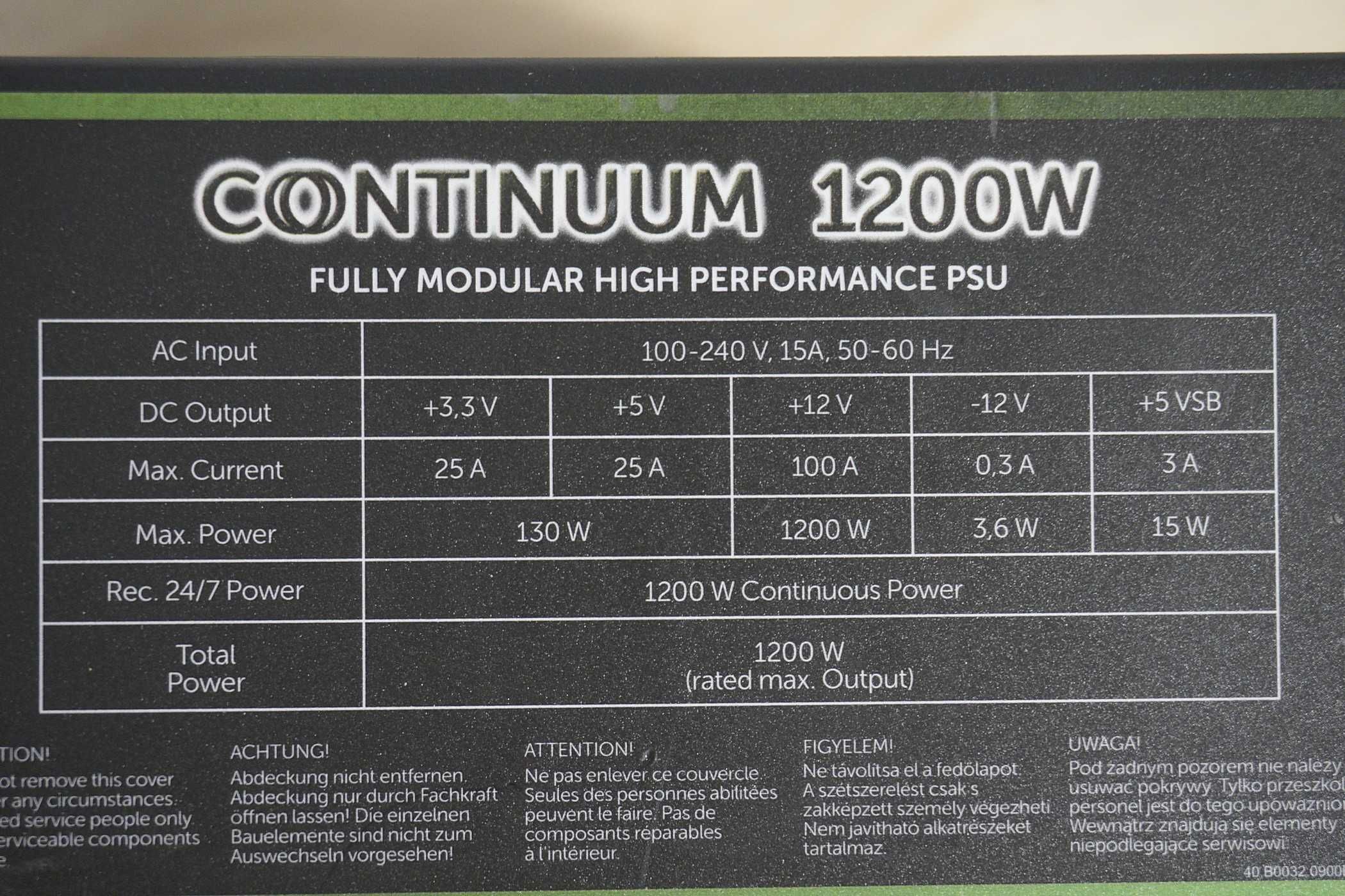 Захранване Kolink Continuum 1200W Platinum  (вкл ДДС)