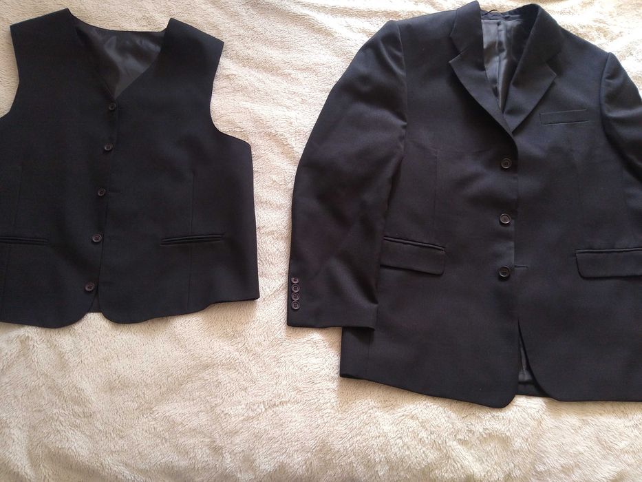 Haină și vesta costum , pe negru, stofa