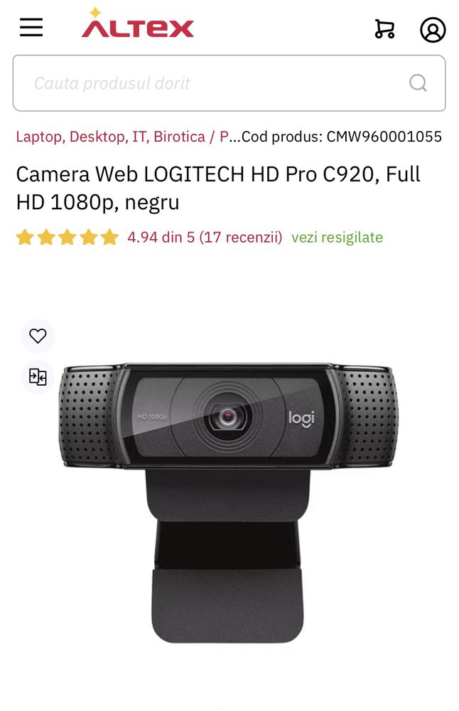 Camera Web LOGITECH HD Pro