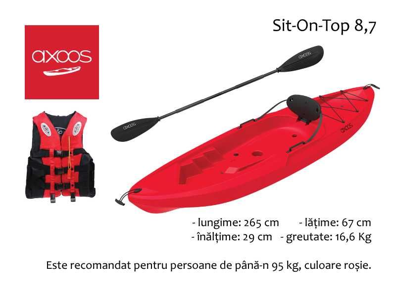 Padela + vesta salvare GRATUIT: Caiac Axoos Sit-On-Top