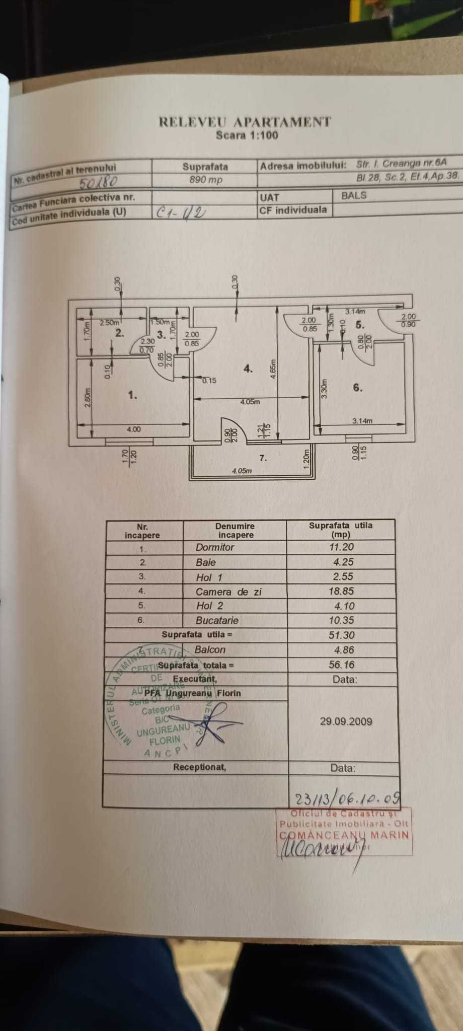 Vand apartament 2 camere in centrul orasului Bals