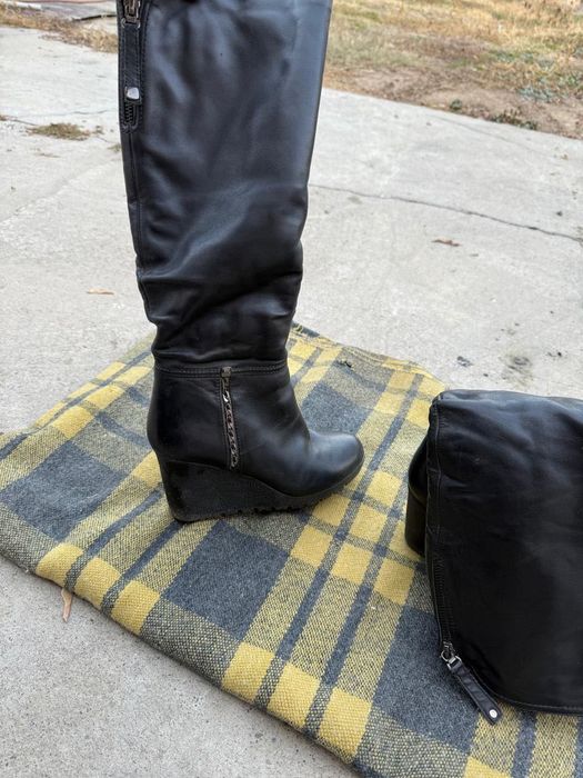 Сапоги кожаные, черные