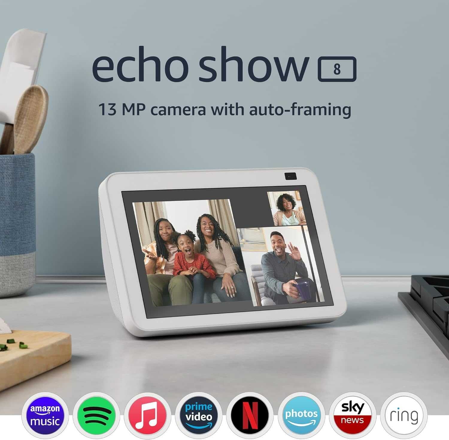 Echo Show 8, Gen. a 2-a (2021), asistent vocal smart - Glacier White