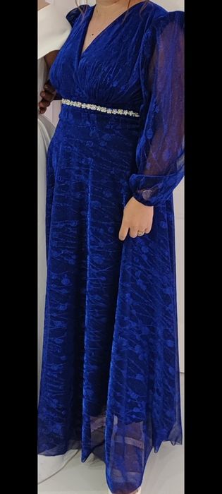 Rochie eleganta albastra cu sclipici