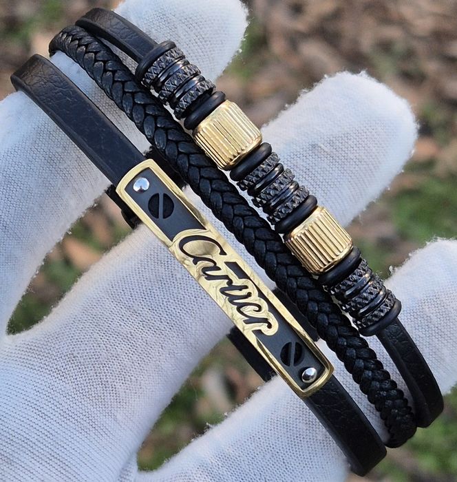 Bratara Cartier din piele naturala placat cu Aur 14k
