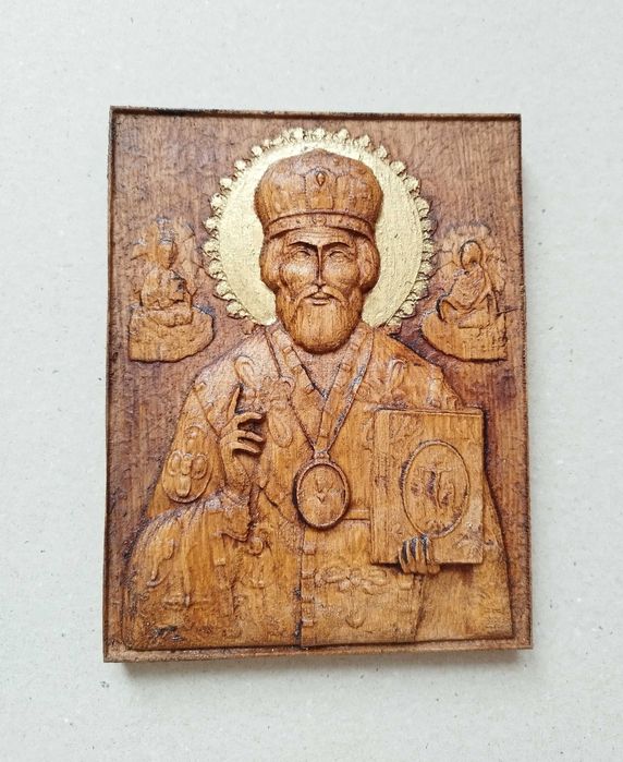 Икона на Св. Николай - дърворезба