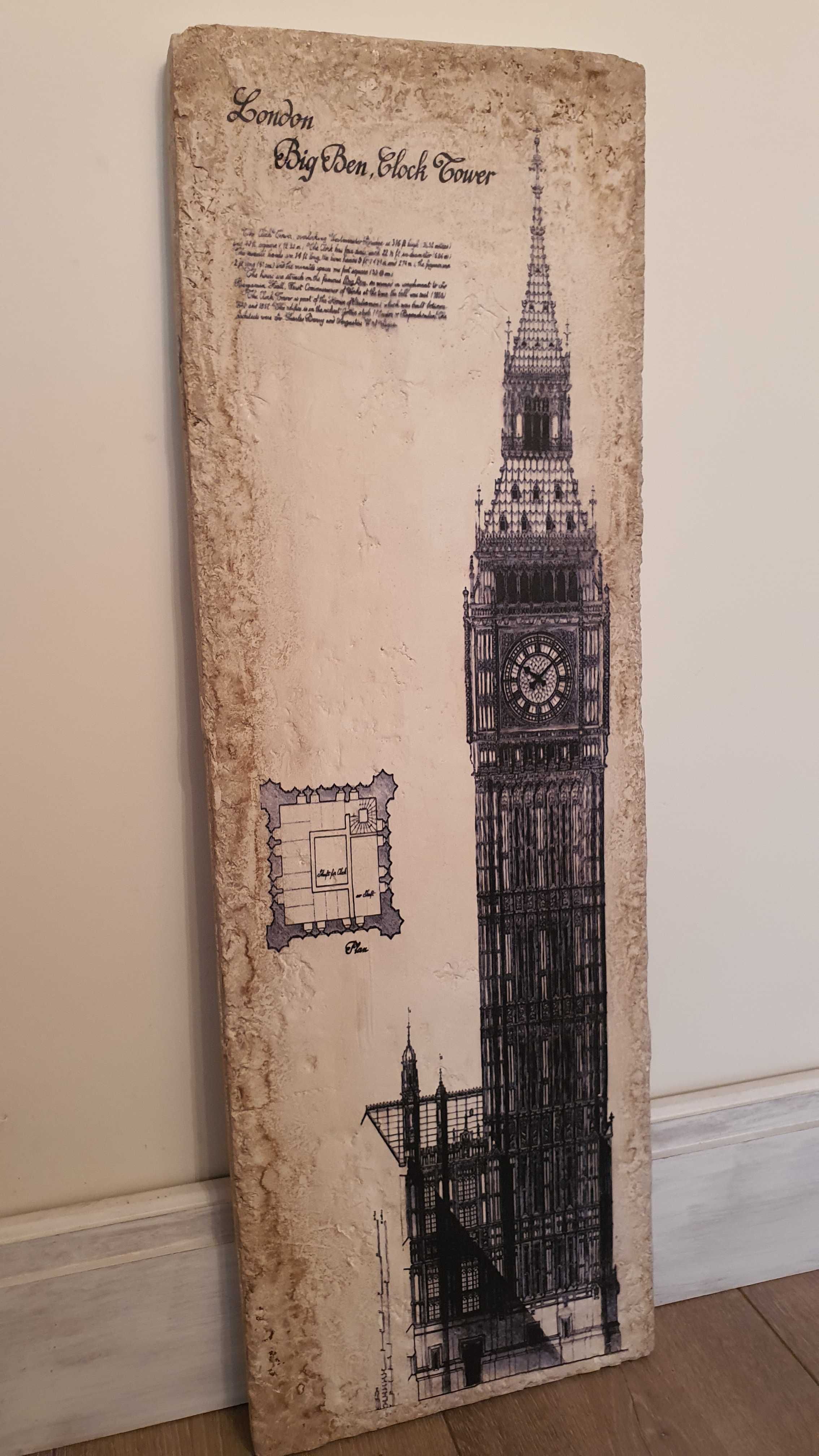 Голямо старинно пано от смола– London Big Ben, 85см