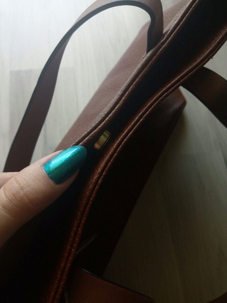 Дамска кафява кожена чанта H&M