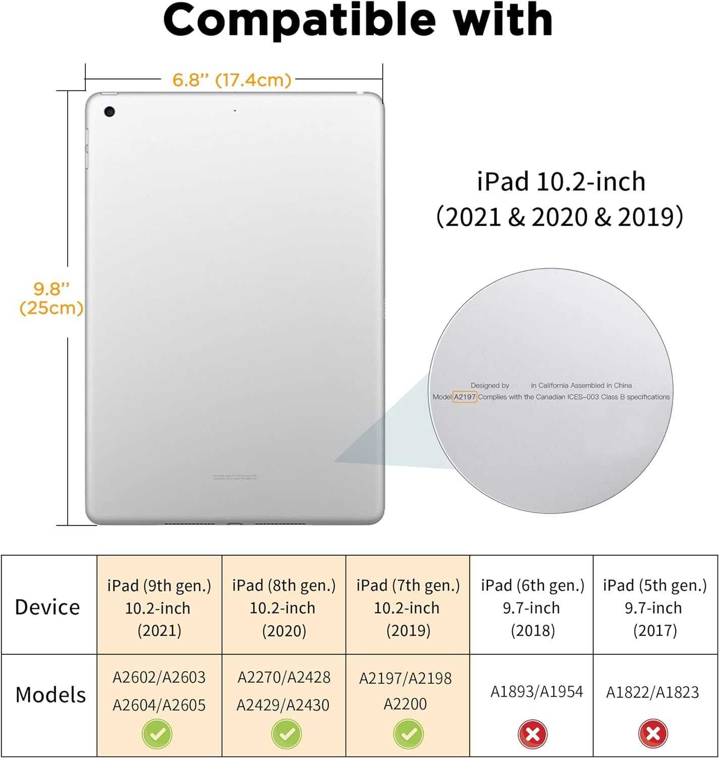 Husă tastatură EasyAcc iPad 10.2 a 9-8-7-a generație,QWERTZ