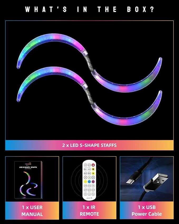 LED POI  рингове S-образна форма с 241 цветни режима на осветление