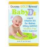 California Gold Nutrition, Baby Vitamin D3 Liquid, Витамин Д3 капля 10