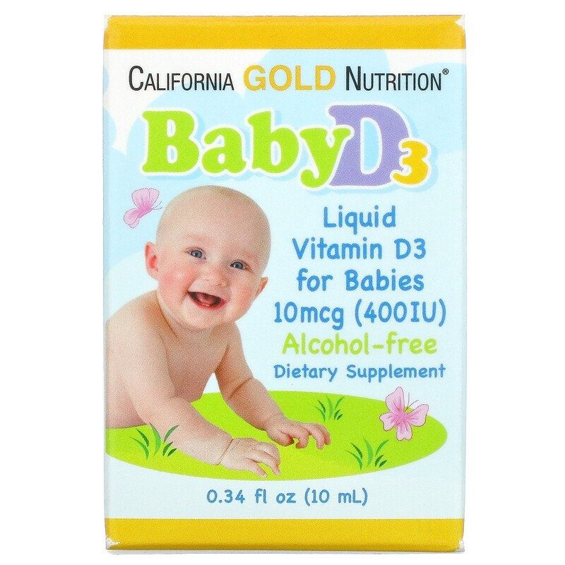 California Gold Nutrition, Baby Vitamin D3 Liquid, Витамин Д3 капля 10