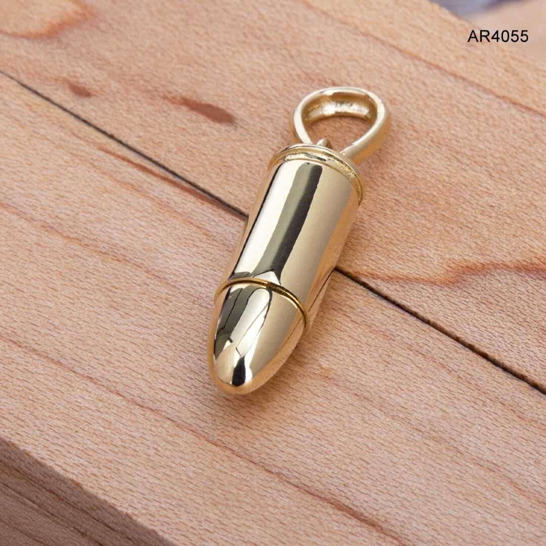 Pandantiv Aur 14K Bullet, 3cm, diametru 6mm [AR4055]