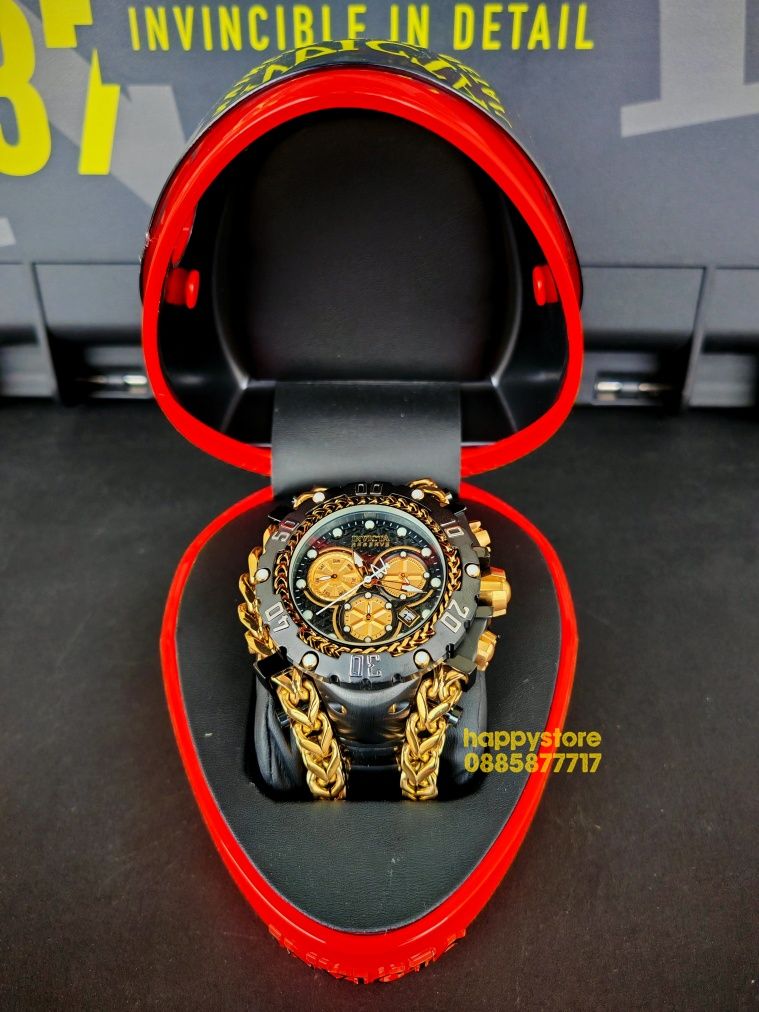 часовник INVICTA Gladiator Black and Gold 60 mm, Инвикта нов
