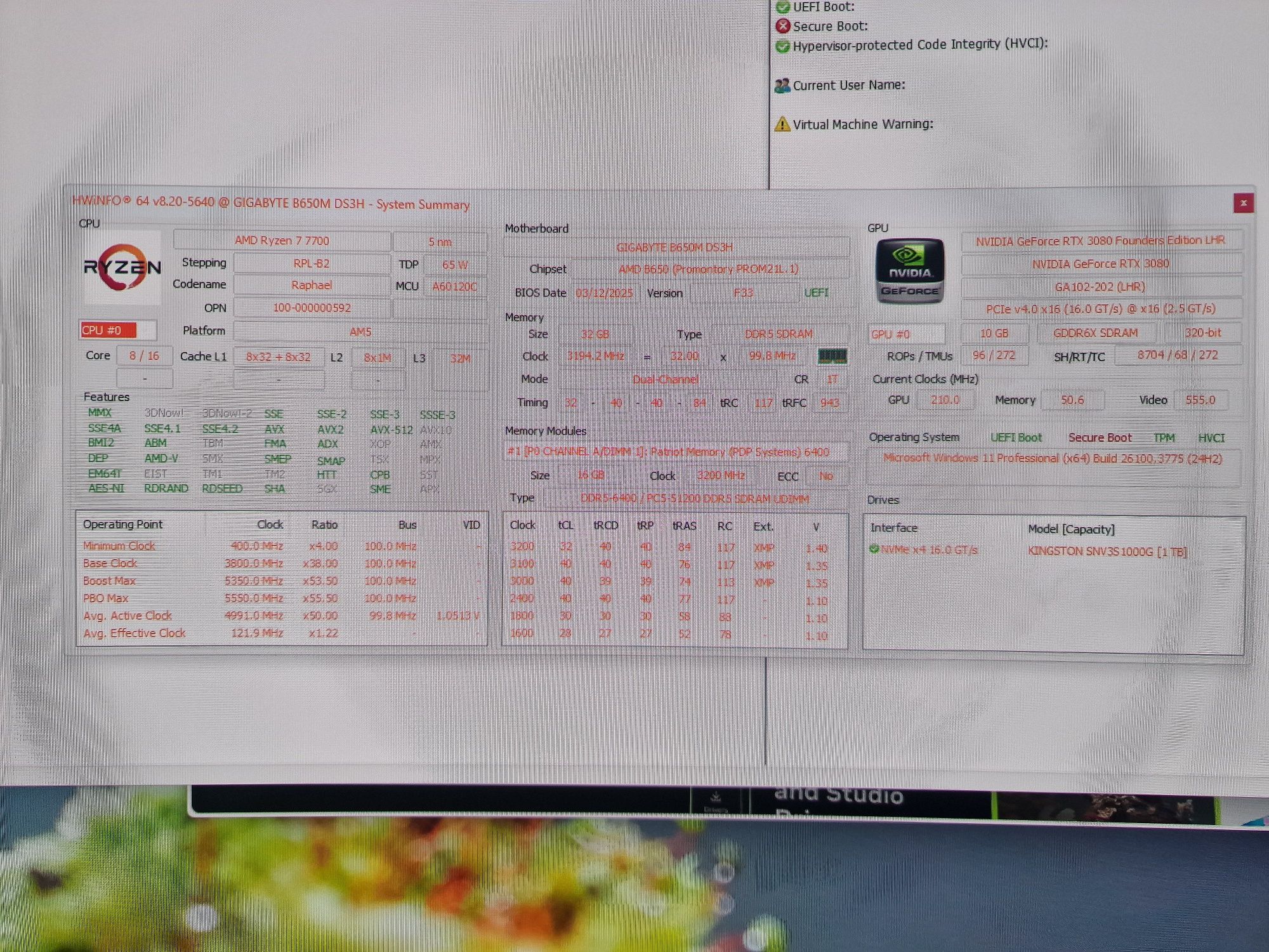 PC Gaming RTX 3080, Ryzen 7 7700, 32gb ddr5, ssd 1tb