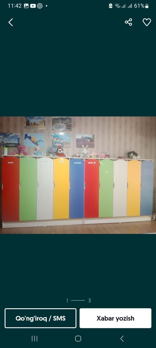 Bog'cha uchun mebellar, ishlatilgan lekin holati yaxshi