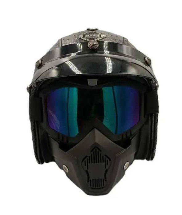 Комплект каска и очила маска в ретро стил