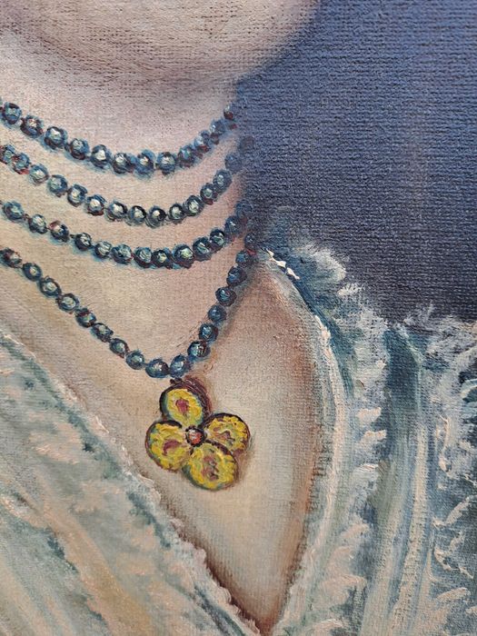 tablou vechi pictura pe panza 78/49 cm semnat C Scortea datat 1908