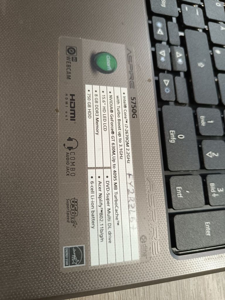 Лаптоп ACER Aspire  5750 G процесор intel i7