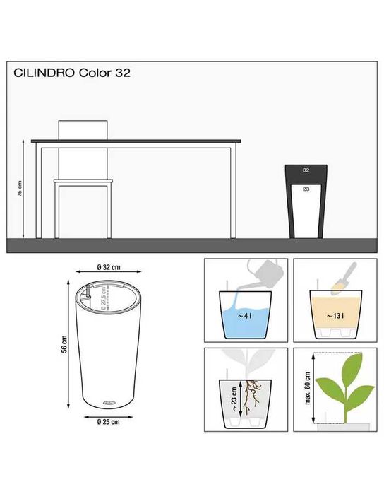 Кашпо CILINDRO Color 32 с автополивом
