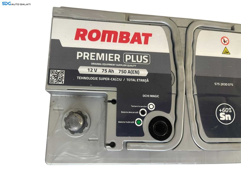 Baterie Acumulator Auto 75AH 750A Rombat Premier Plus 5752K30075 Volkswagen Audi Seat Skoda Ford Opel Toyota BMW Mercedes Renault Peugeot Dacia [B4560]