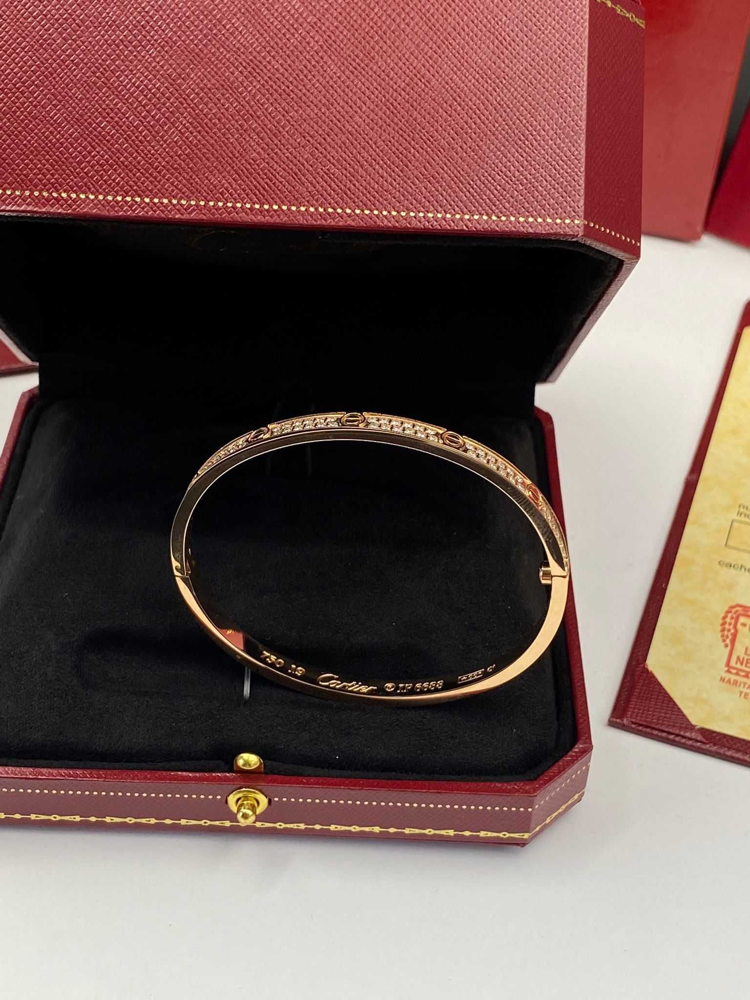 Brățară Cartier LOVE 19 din aur rose 750 Slim cu Diamante
