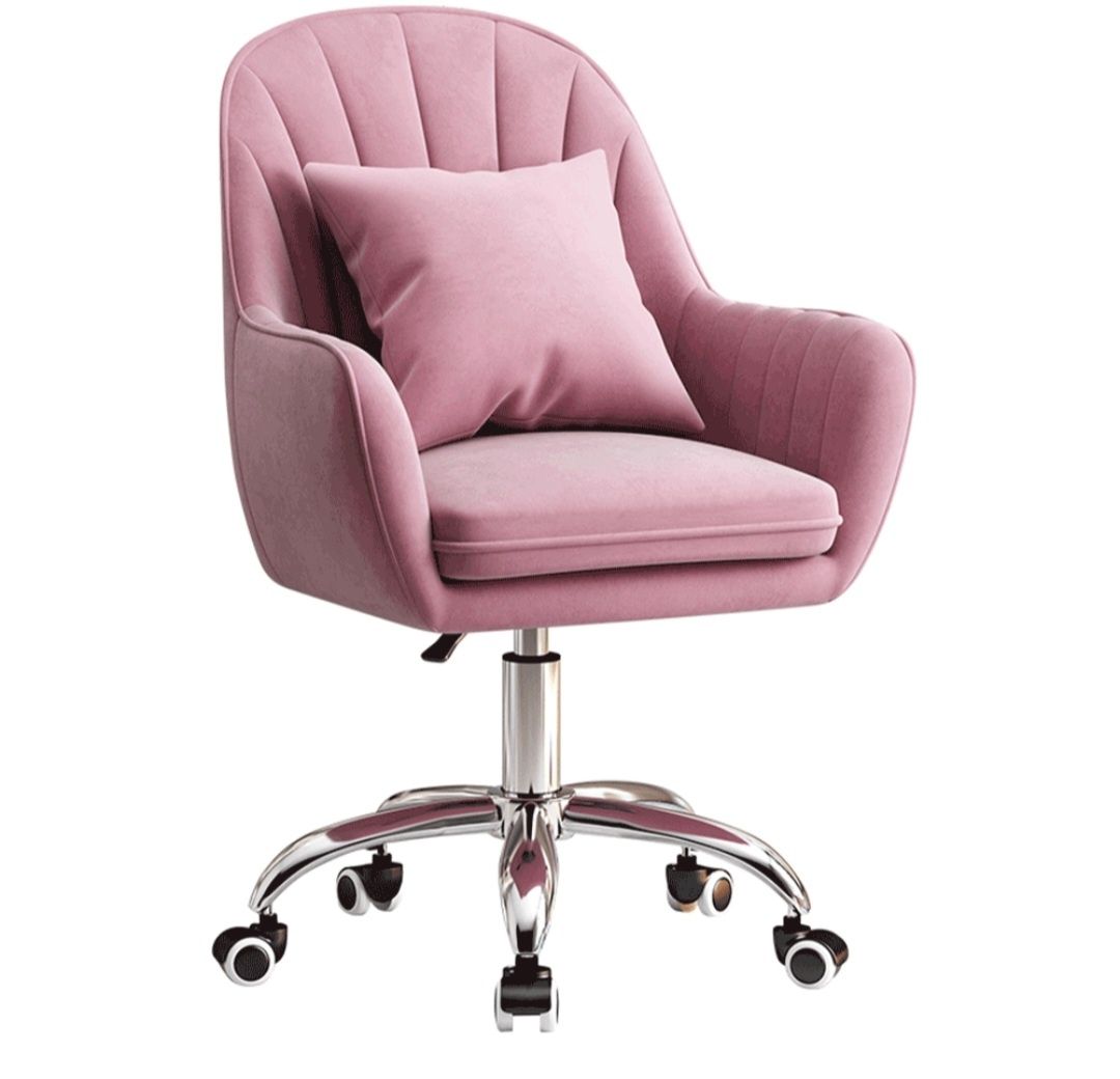Scaun de birou elegant,țesătură de catifea roz(5 bucăți pe stoc)