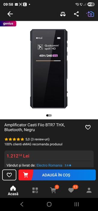 Fiio BTR7 THX MQA. Preamplificator DAC pentru căşti.