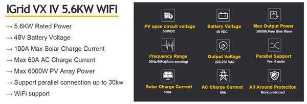 Соларен инвертор Hybrid Easun 5.6KW 100A MPPT 48V Parallel ON/OFF-Grid
