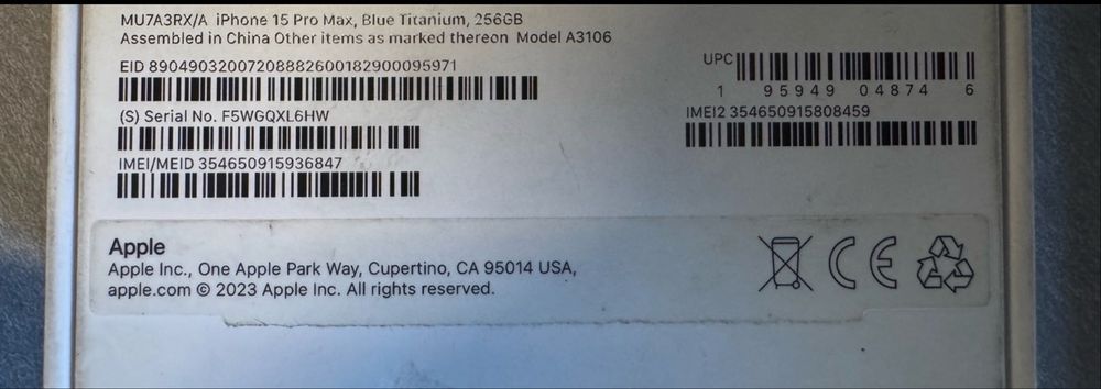 Iphone 15 PRO MAX | 256GB | Blue Titanium | 87% Sanatate la baterie