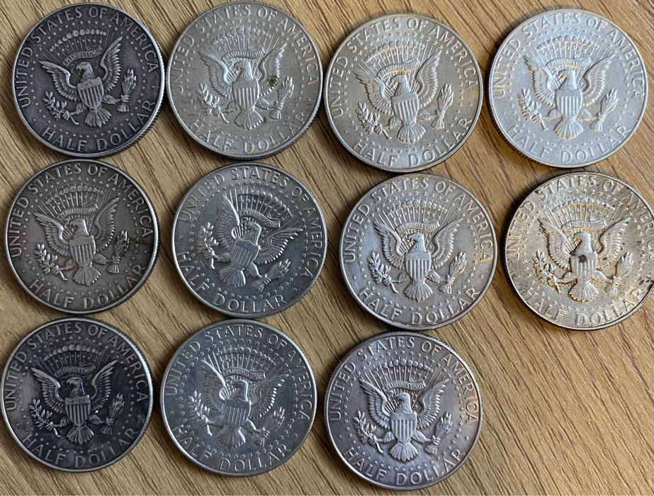 11 monede Kennedy Half Dollar ARGINT 40%