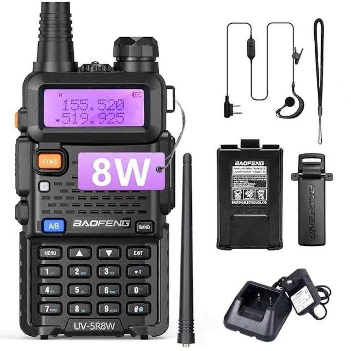 Двубандова,професионална радиостанция Baofeng UV-5R 8W Пълен комплект