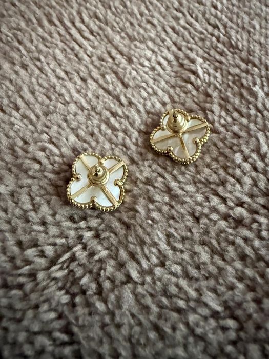 Cercei aur 14k trifoi sidef