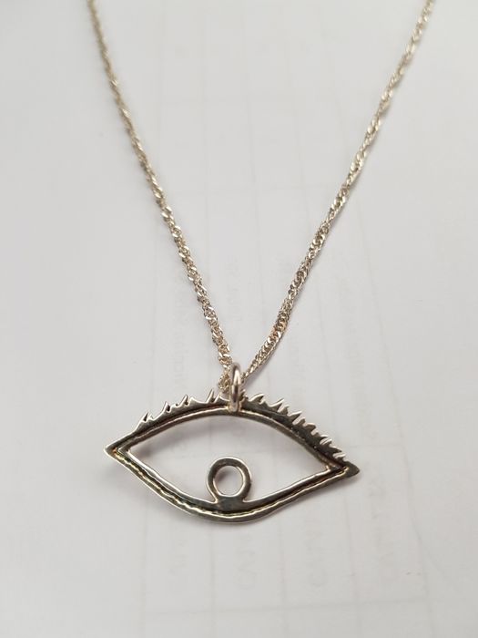 (40) lant colier argint 925 italy pandantiv ochi