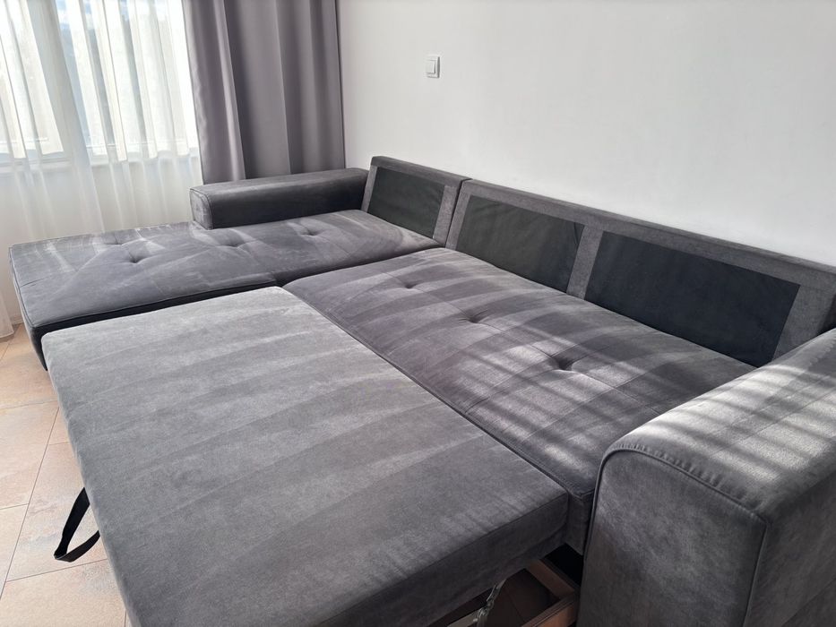 Ъглов разтегателен диван + подарък топ матрак 160/200см
