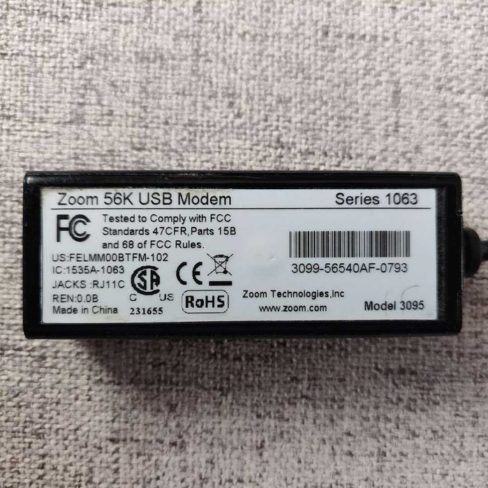 Modem USB - Zoom 56 k - Series 1063 , Model 3095