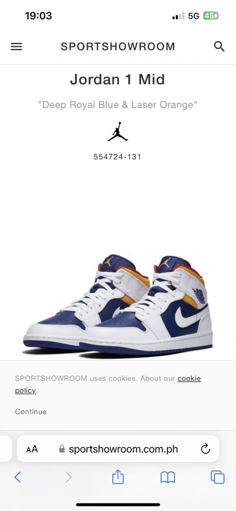 JORDAN 1 Mid Deep Royal Blue Laser Orange  43 / Оригинал