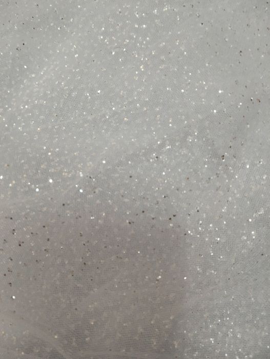 Фатин белый с глиттером отрез 5 м, ткань трикотаж с паетками отрез 3 м