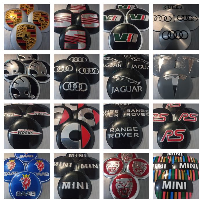 Embleme aluminiu autoadezive - set 4 stikere pentru capace jante aliaj