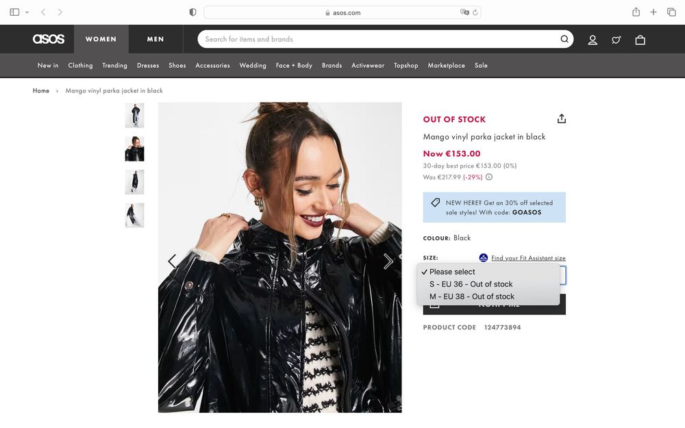 MANGO Нова парка/тренч от винил/латекс черна с джобове и калучка XS-S