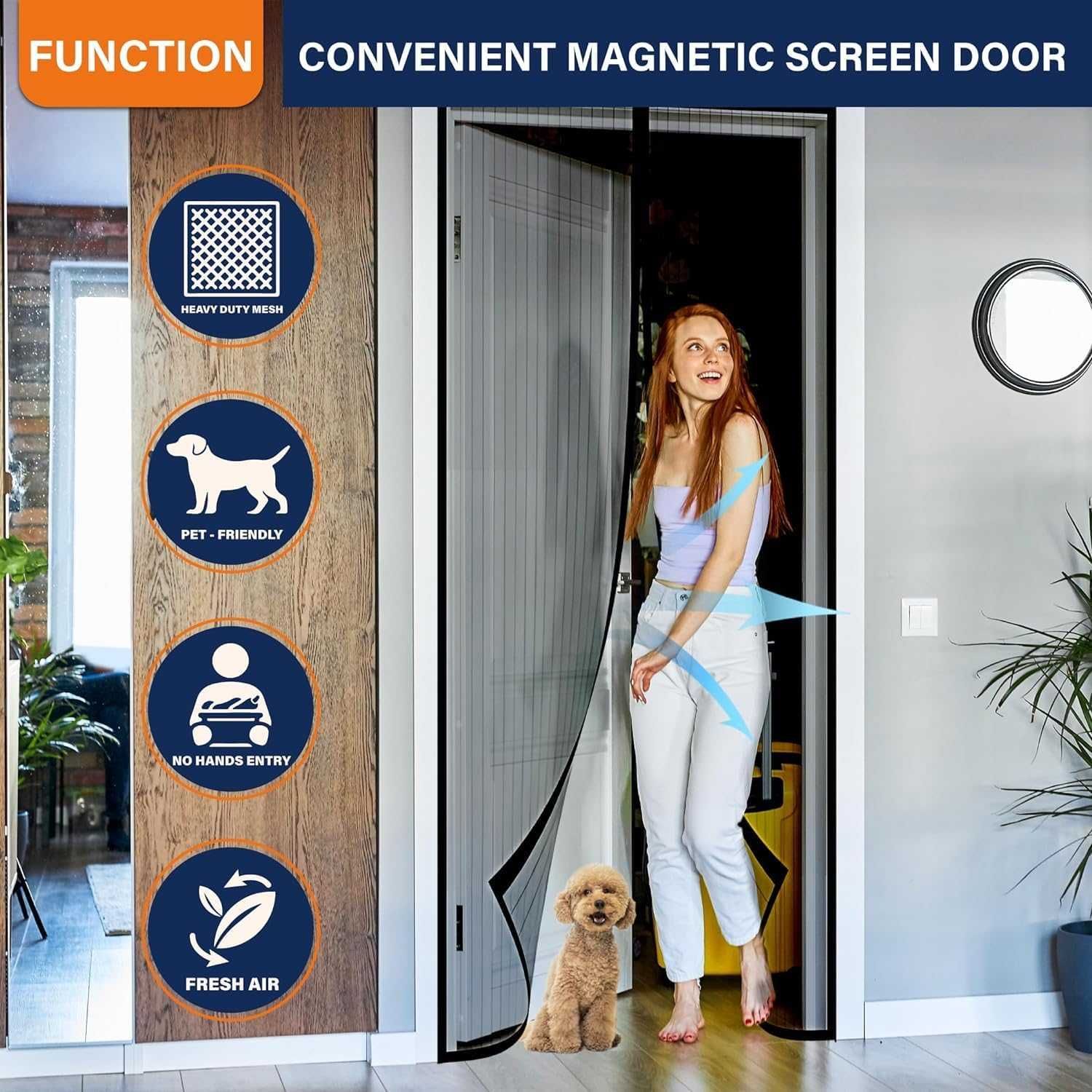 Plasa anti-tantari pentru usa cu magnet 210x100 cm protectie insecte