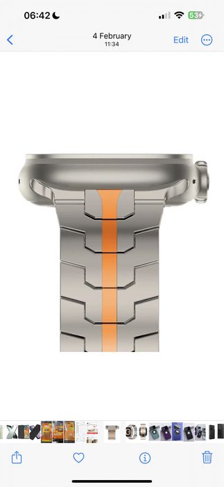 Curea Husa Metalic Titanium Orange Incarcator Ceas Apple Watch Iphone