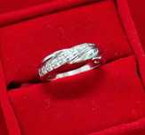 GR97,inel placat aur alb 18k, zirconiu alb, ideal logodna,reducere 20%