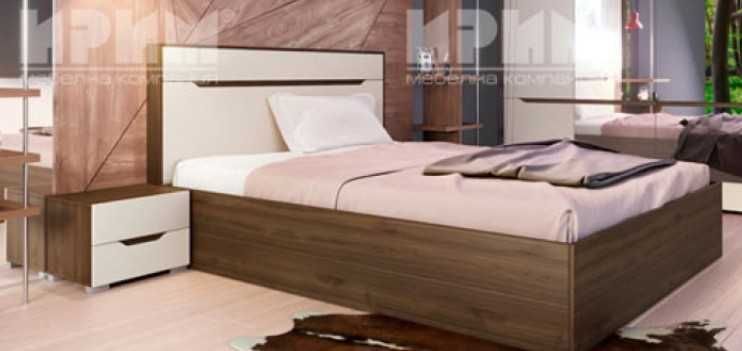 Нова в кашони Спалня за матрак 160/200 и нощно шкафче цвят Сатен/орех